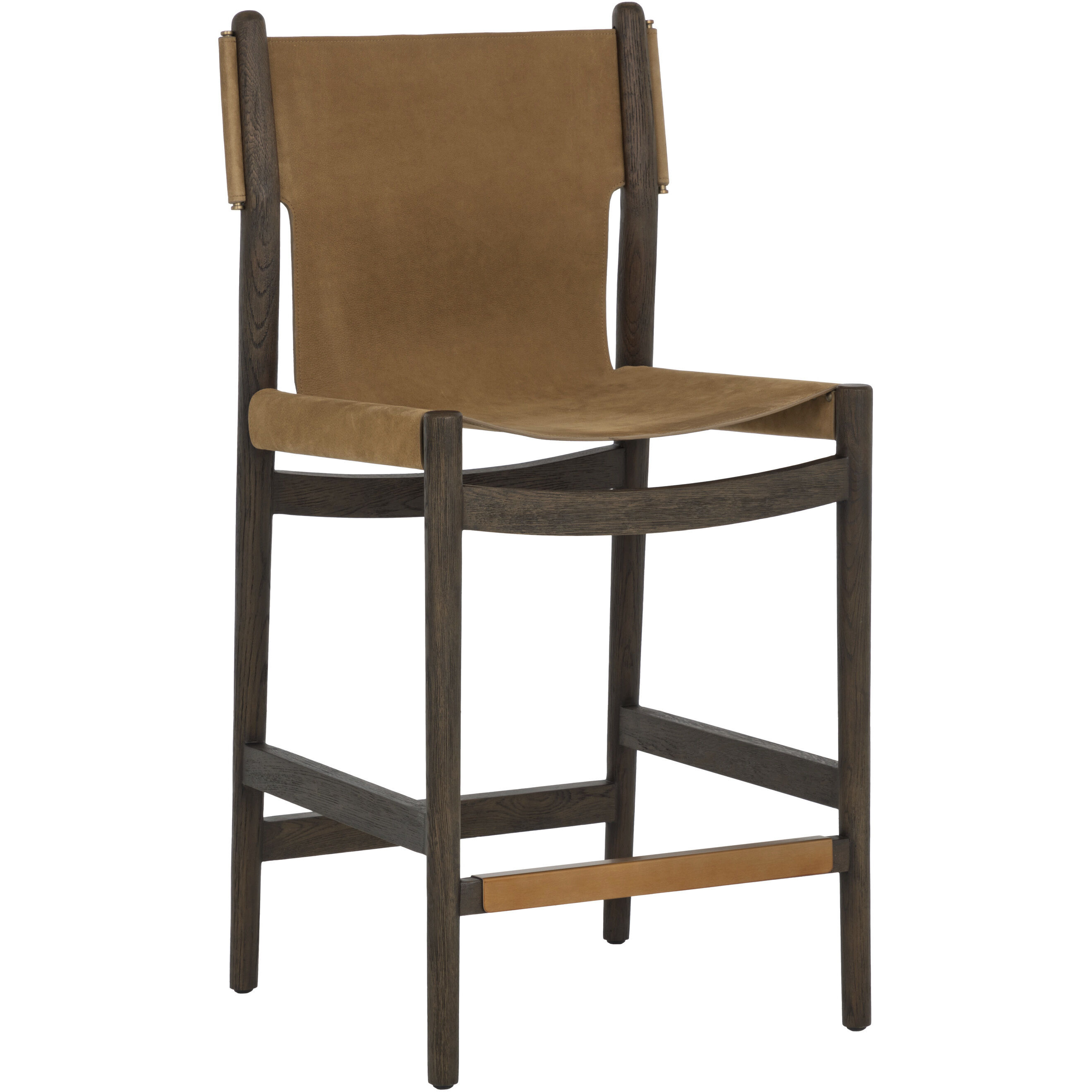 Argus 43.25 inch Nubuck Caramel Leather Counter Stool